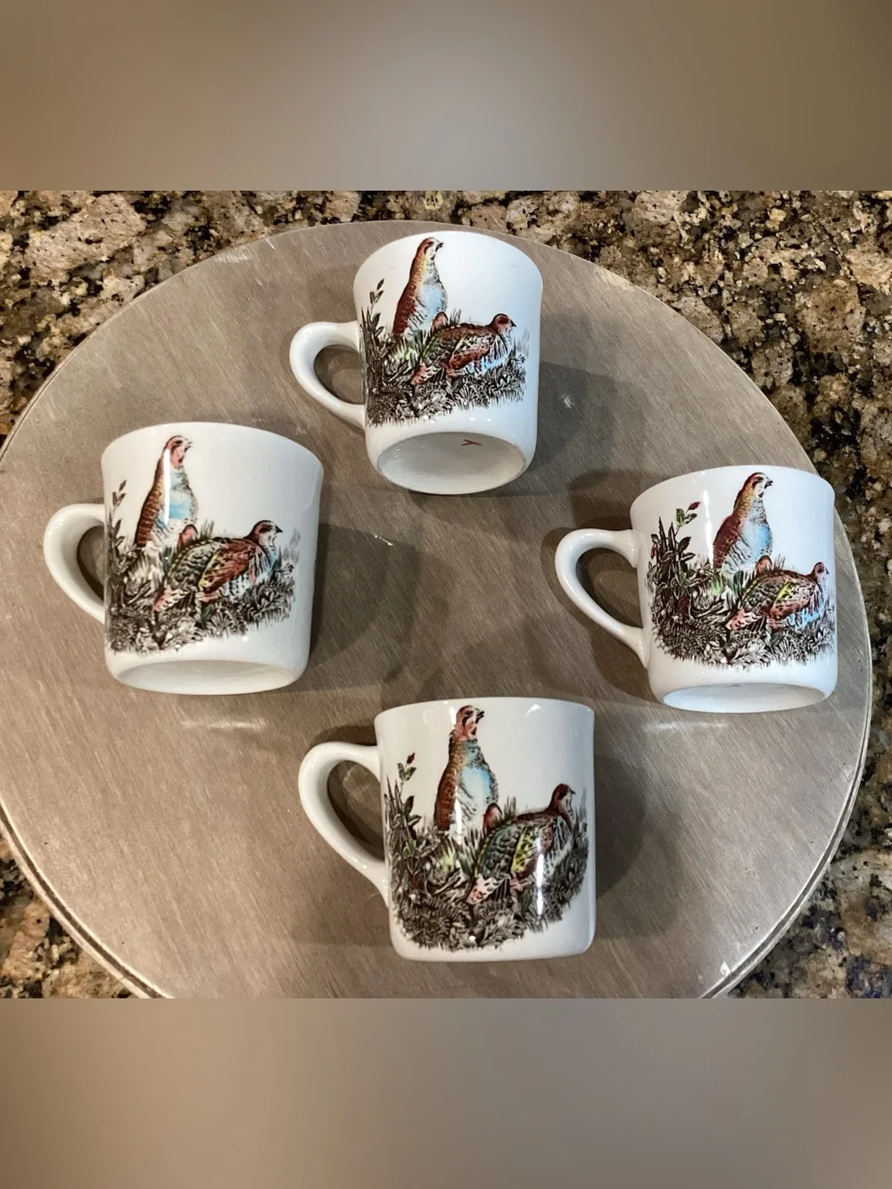 Vintage Johnson Brothers Game Birds Partridge 4 Mugs